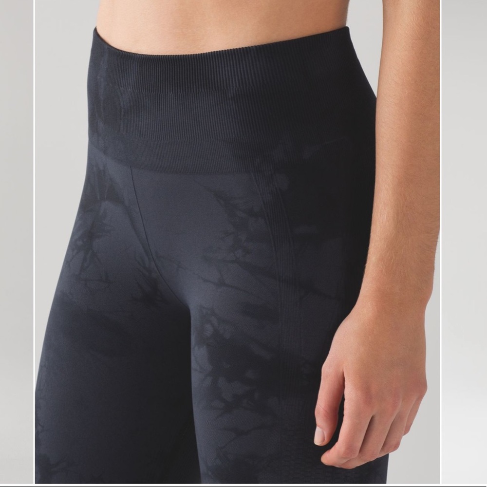 Lululemon Flow & Go Black Tie Dye Crop Leggings